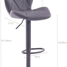 Set of 2 Modern Luna Padded Swivel Height Adjustable Faux Leather Breakfast Kitchen Barstools Chairs