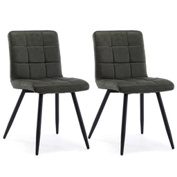 Set of 2 x Cubana Kitchen Dining Upholstered Chair with Strong Black Metal Legs