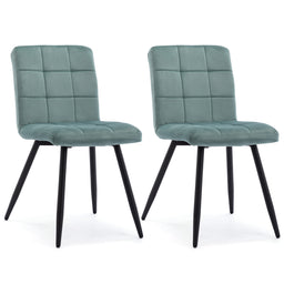 Set of 2 x Cubana Kitchen Dining Upholstered Chair with Strong Black Metal Legs