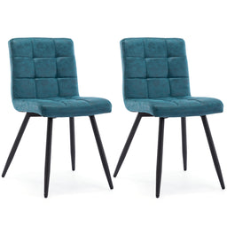 Set of 2 x Cubana Kitchen Dining Upholstered Chair with Strong Black Metal Legs