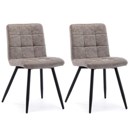 Set of 2 x Cubana Kitchen Dining Upholstered Chair with Strong Black Metal Legs