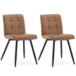 Set of 2 x Cubana Kitchen Dining Upholstered Chair with Strong Black Metal Legs