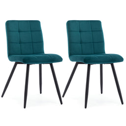 Set of 2 x Cubana Kitchen Dining Upholstered Chair with Strong Black Metal Legs